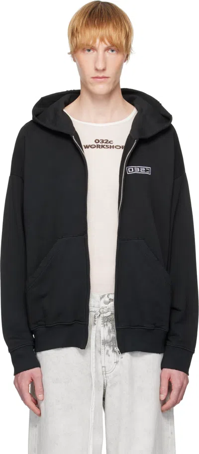 032c Black Routine Zip Hoodie In Faded Black