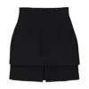 032c Black Short Skirt With Two Button Plackets In Multi
