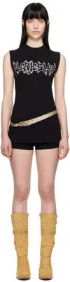 032c Black Super Bad Jersey Minidress In Faded Black