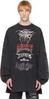 032c Black Telepresence Oversized Longsleeve T-shirt In Faded Black