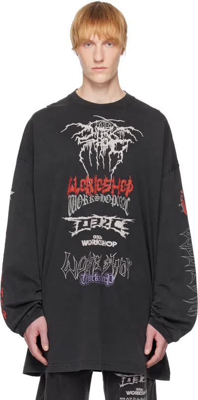 032c Black Telepresence Oversized Longsleeve T-shirt In Faded Black