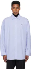 032c Blue & White Office Oversized Shirt In Blue Banker Stripe