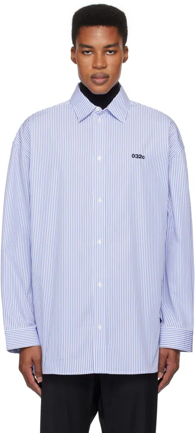 032c Blue & White Office Oversized Shirt In Blue Banker Stripe