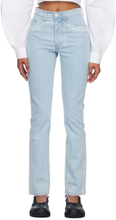 032C BLUE DOUBLE SHIFT PATCHWORK JEANS