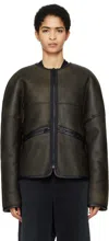 032c Brown Buttery Shearling Leather Jacket In Black