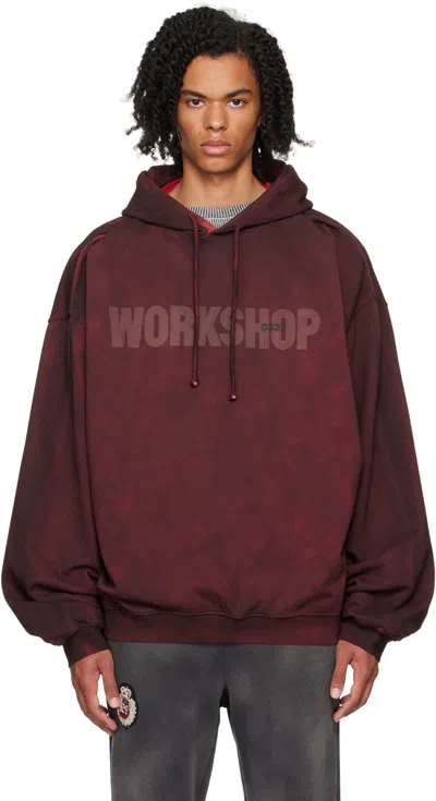 032c Burgundy 'icarus With No Sun' Hoodie In Stained Red