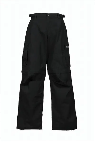 032c Convertible Cargo Pants With Raw Hems In Black