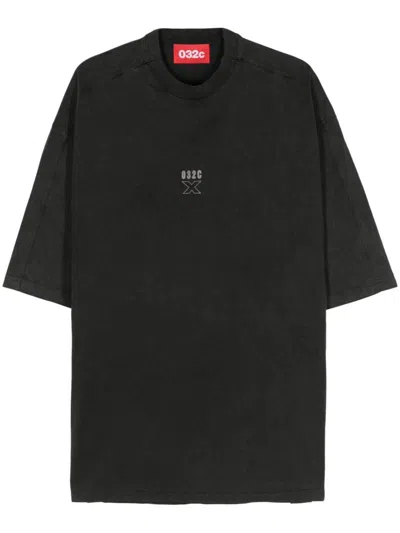 032c Logo-print Organic Cotton T-shirt In Grey