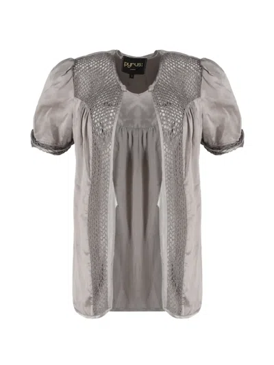 Pre-owned 032c Crochet Short Sleeve Cardigan In Gray