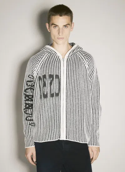 032c Crusader Knitted Hooded Cardigan In Grey