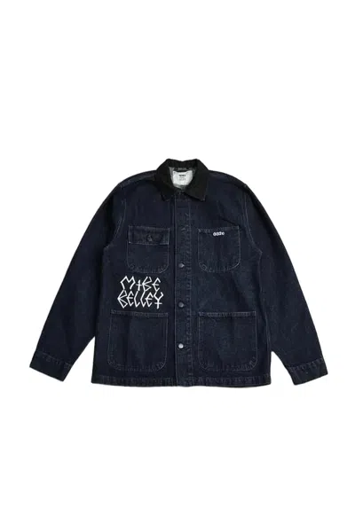 032c Dark Indigo Denim Jacket With Contrasting Collar In Black