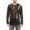 032c Destroyed Effect Sheer Crew-neck Sweater
