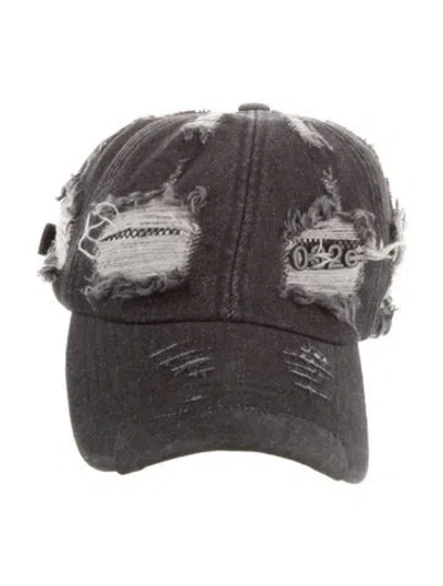 Pre-owned 032c Distressed Baseball Cap In Black