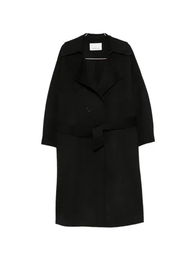 032c Double-breasted Wool Blend Coat In Black