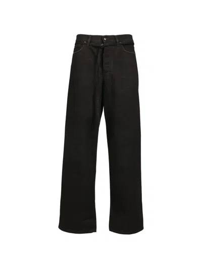 032c Down To Earth Belted-waist Jeans In Black