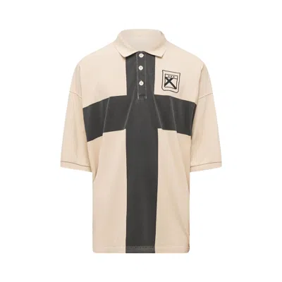 Pre-owned 032c Fainting Cross Oversized Polo Shirt 'sand' | Tan | Men's Size Xl In Brown