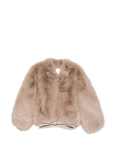 032c Faux-fur Coat In Taupe