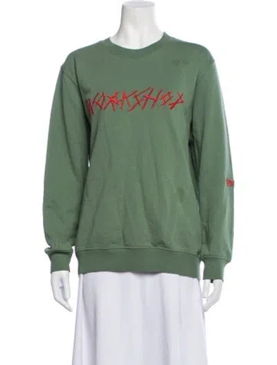 Pre-owned 032c Graphic Print Crew Neck Sweatshirt In Green