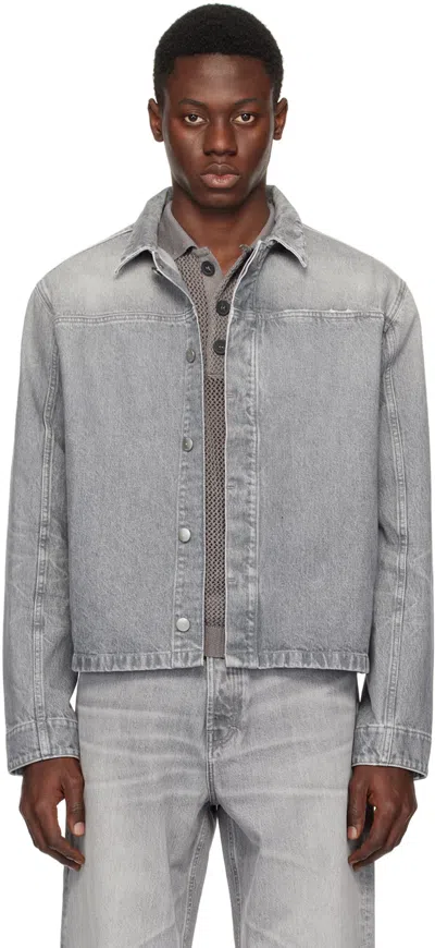 032c Gray Attrition Denim Jacket In Washed Grey
