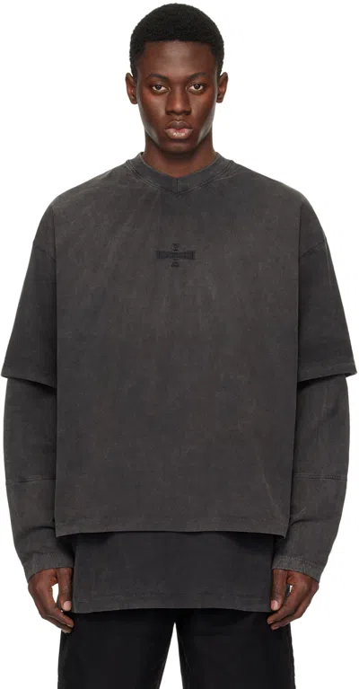 032c Gray Team Long Sleeve T-shirt In Faded Black