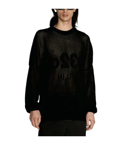 032c Hollowed-out Knitted Sweater In Black