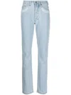 032c Double Shift Ripped-patch Straight-leg Jeans In Clear Blue