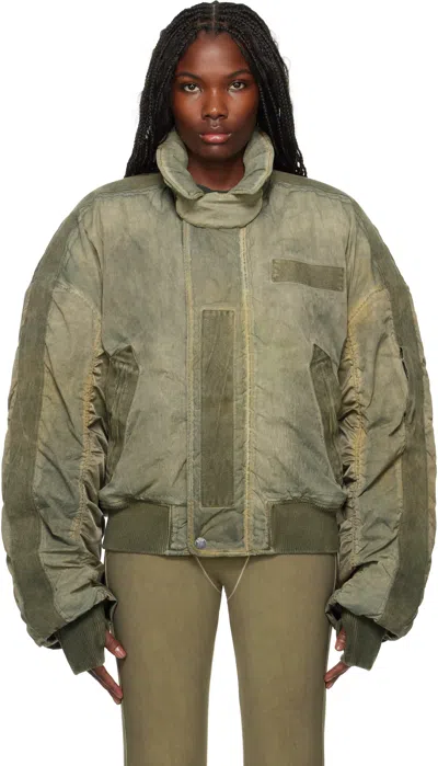 032c Khaki Clay Utility Bomber Jacket In Washed Olive Drab