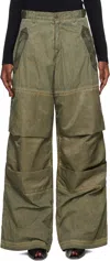 032c Khaki 'clay' Utility Trousers In Washed Olive Drab