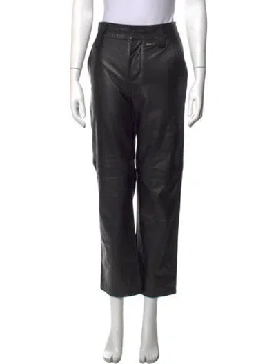 Pre-owned 032c Leather Straight Leg Pants In Black