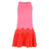 032c Lela Rose Colorblock Mini Dress In Pink Polyester In Pink