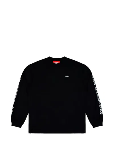 032c Lettering-print Long-sleeve Sweatshirt In Black