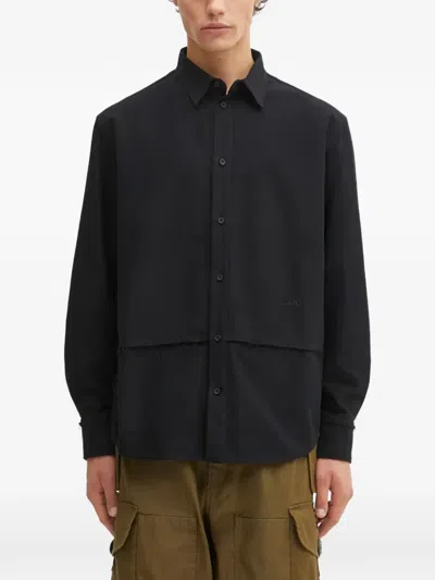 032c Logo-embroidered Shirt In Black