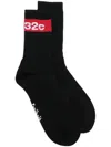 032c Logo-print Knit Socks In Black
