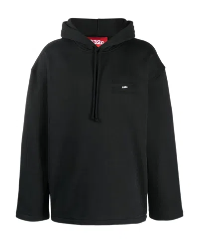 032c Logo-print Organic-cotton Hoodie In Black