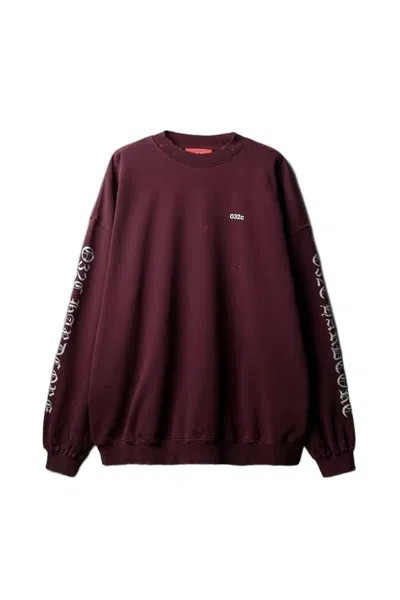 032c Long-sleeve Cotton Sweatshirt With Gothic Text In Red