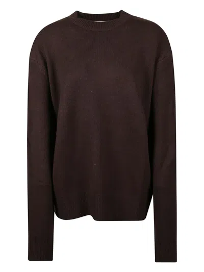 032c Padded-shoulder Wool Sweater In Brown