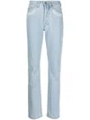 032c Double Shift Ripped-patch Straight-leg Jeans In Clear Blue
