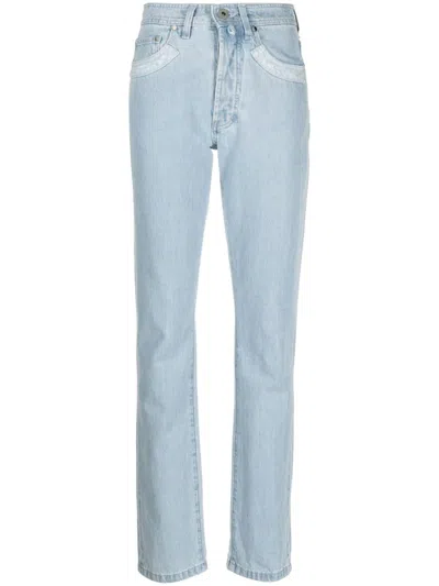 032c Double Shift Ripped-patch Straight-leg Jeans In Blue