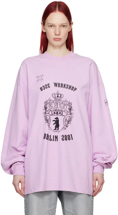 032c Purple Bär Long Sleeve T-shirt In Washed Lilac