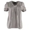 032c Pyrus Crochet-accent Short Sleeve Cardigan In Grey Silk And Cotton In Grey