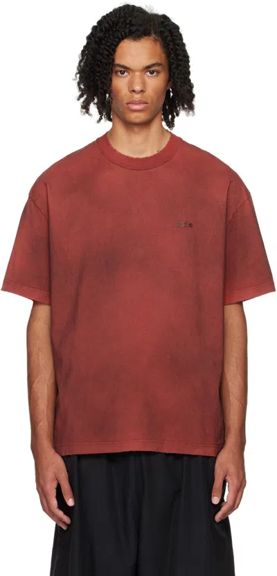 032c Red 'icarus With No Sun' T-shirt In Stained Red