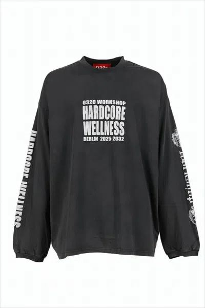 032c Black Hardcore Wellness Oversized Longsleeve T-shirt
