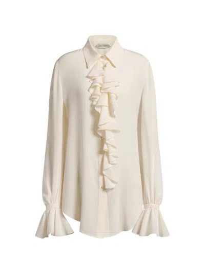 032c Ruffled Crepe De Chine Shirt In Neutral