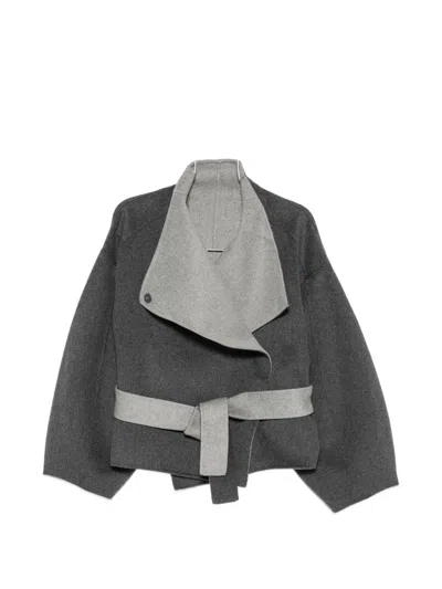 032c Shawl Collar Wool Coat In Grey