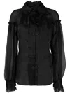 032c Sheer-panel Detail Blouse In Black