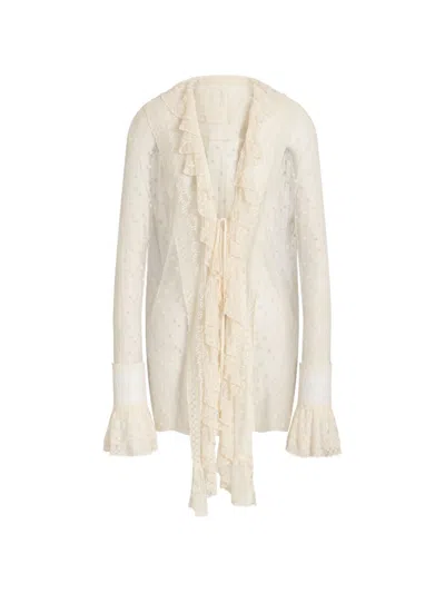 032c Sheer Tulle Blouse In Cream