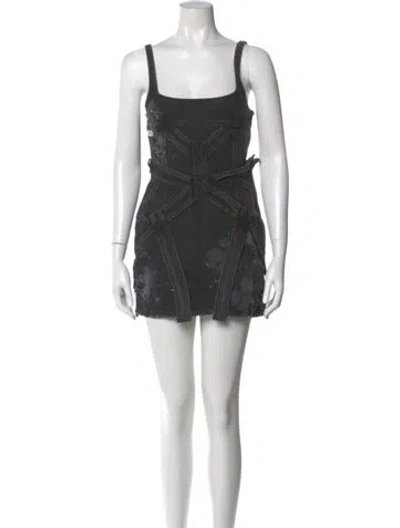 Pre-owned 032c Square Neckline Mini Dress In Gray