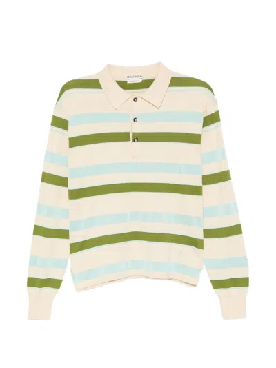 032c Striped Cotton And Wool Polo In Ivory