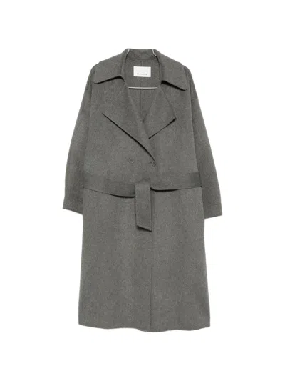 032c Wool Blend Notched-lapel Coat In Grey