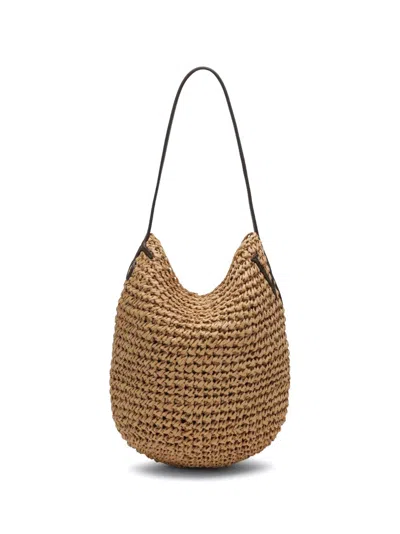 032c Woven Raffia Shoulder Bag In Beige